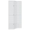 vidaXL Biombo separador de 3 paneles madera maciza Paulownia blanco