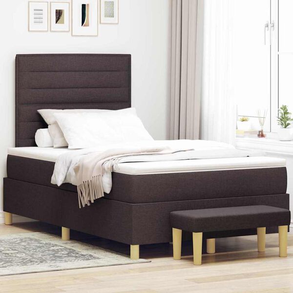 vidaXL Cama tipo Box Spring Marr&oacute;n oscuro 120 x 200 cm tela