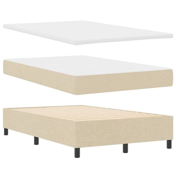 vidaXL Cama tipo Box Spring con colch&oacute;n Crema 120 x 200 cm tela