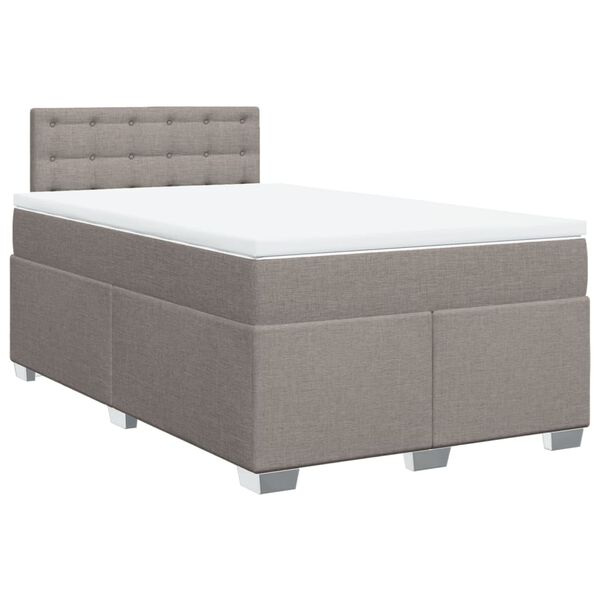 vidaXL Cama box spring con colch&oacute;n tela gris taupe 120x190 cm