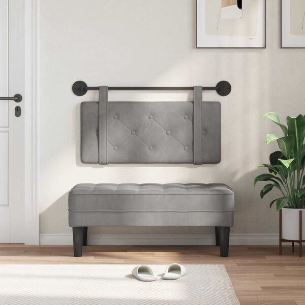 vidaXL Cabecera Colgante Gris Claro 100 x 55 x 5 cm Terciopelo