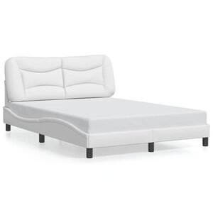 vidaXL Estructura de cama sin colch&oacute;n Hvar cuero sint&eacute;tico blanco 140x200cm