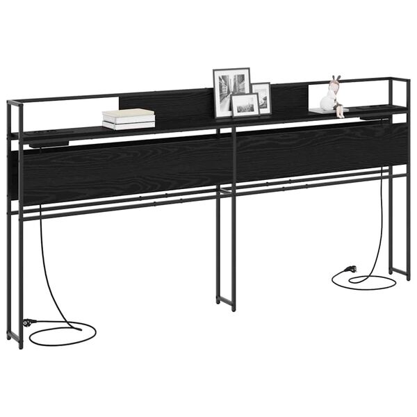 vidaXL Cabecera de almacenamiento con estante Roble negro 200 cm