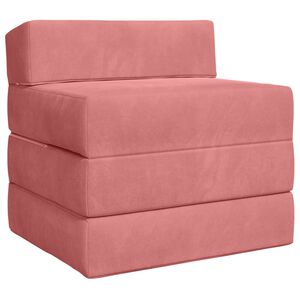 vidaXL Sof&aacute; Cama Plegable Rosa 200 x 70 x 15 cm Terciopelo