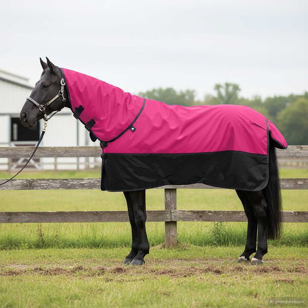 vidaXL Manta para Caballo Rosa y Negro 145 cm Poli&eacute;ster