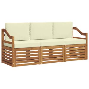 vidaXL Juegos de sof&aacute;s 3 pcs Natural y Crema Madera de Acacia S&oacute;lida