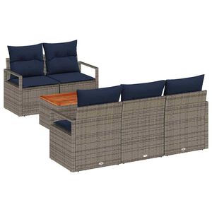 vidaXL Conjunto de sof&aacute;s de jard&iacute;n 6 pcs Gris rat&aacute;n sint&eacute;tico