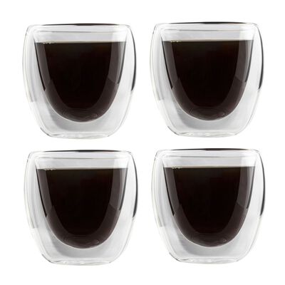 HI Vasos de café expreso de doble pared 4 unidades transparente 80 ml