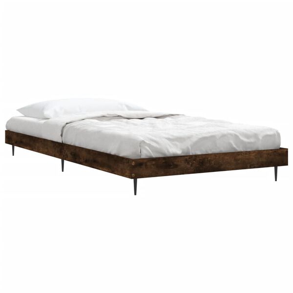 vidaXL Estructura de cama sin colch&oacute;n madera roble ahumado 90x190 cm