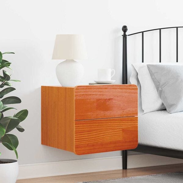 vidaXL Mesita de Noche con caj&oacute;n Marr&oacute;n cera 39 x 34 x 33 cm