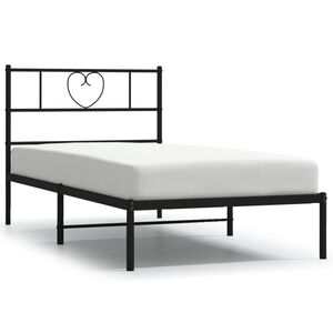 vidaXL Estructura cama sin colch&oacute;n con cabecero metal negro 107x203 cm