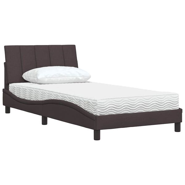 vidaXL Cama con colch&oacute;n Hanko tela marr&oacute;n oscuro 100x200 cm