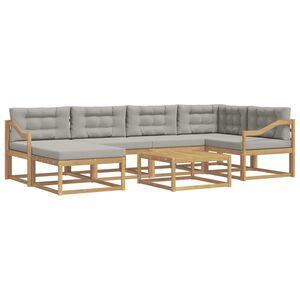 vidaXL Conjunto de sof&aacute;s de exterior 7 pcs Blanco y Gris Claro