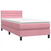 vidaXL Cama box spring con colch&oacute;n y LED terciopelo rosa 100x210 cm