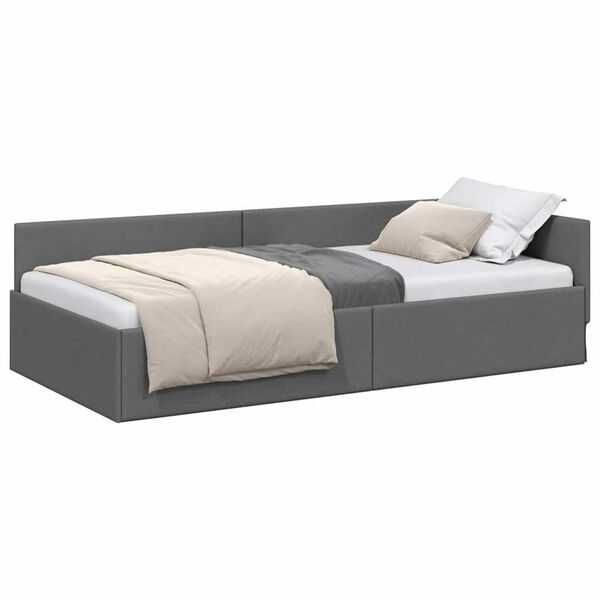 vidaXL Estructura de cama en esquina Gris oscuro 100 cm x 200 cm