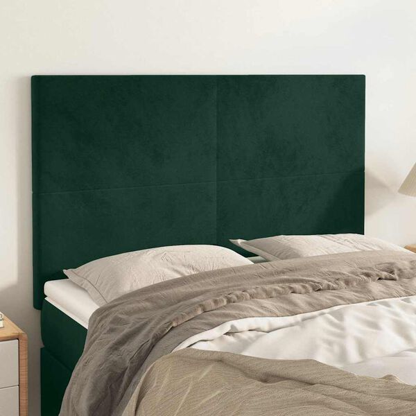 vidaXL Cabecero Terciopelo Verde Oscuro 144x5x118/128 cm