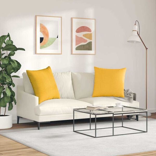 vidaXL Cojines de sof&aacute; 2 pcs Amarillo Claro 60 x 60 cm Tela de pana