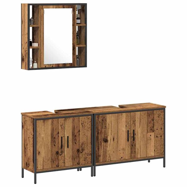 vidaXL Juego de muebles de ba&ntilde;o 3 pcs Marr&oacute;n Madera contrachapada