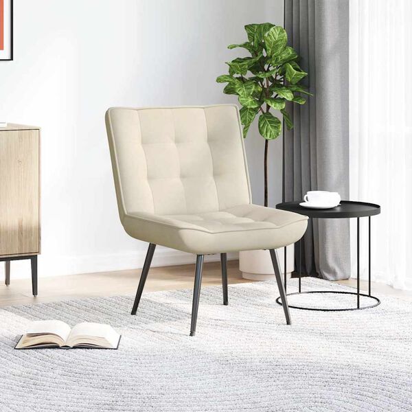 vidaXL Sill&oacute;n de relax terciopelo crema 64x74x84 cm