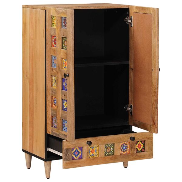 vidaXL Aparador alto Natural 60 x 33,5 x 100 cm Madera de mango maciza