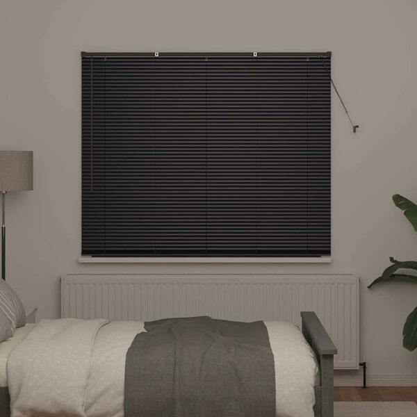 vidaXL Persianas venecianas con cortinas Negro 175 x 160 cm Aluminio