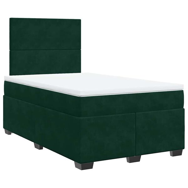 vidaXL Cama box spring con colch&oacute;n terciopelo verde oscuro 120x200 cm