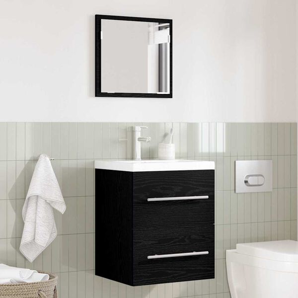 vidaXL Juego de muebles de ba&ntilde;o con caj&oacute;n Negro 41 x 38,5 x 48 cm