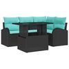 vidaXL Conjunto de sof&aacute; de jard&iacute;n con coj&iacute;n 5 pcs Negro Polirat&aacute;n