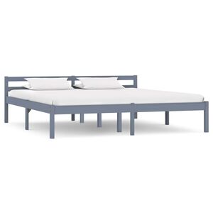 vidaXL Estructura de cama sin colch&oacute;n madera de pino gris 180x200 cm