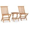 vidaXL Set comedor de jardín plegable 3 piezas madera de teca cojines
