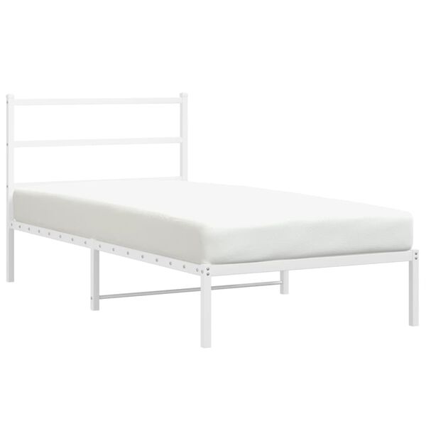 vidaXL Estructura cama sin colch&oacute;n con cabecero metal blanco 107x203cm
