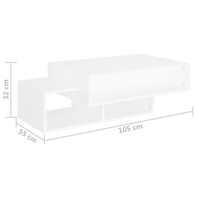 vidaXL Mesa de centro madera contrachapada blanco 105x55x32 cm