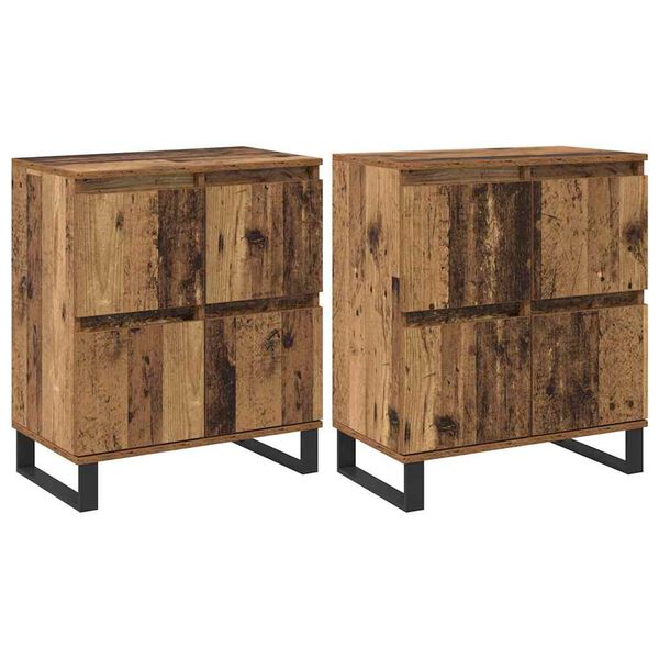 vidaXL Aparador 2 pcs Madera vieja 60 x 35 x 70 cm