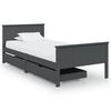 vidaXL Estructura de cama 2 cajones madera pino gris oscuro 90x200 cm