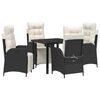 vidaXL Conjunto de Comedor de Jard&iacute;n 5 uds. Negro rat&aacute;n sint&eacute;tico