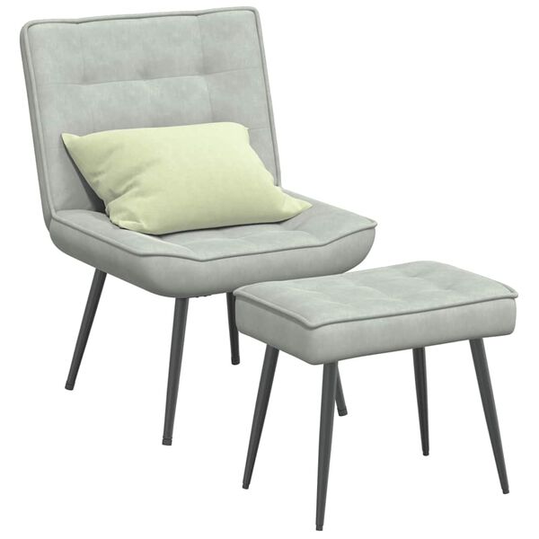 vidaXL Sillón de relax con reposapiés terciopelo gris claro