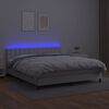 vidaXL Cama box spring colch&oacute;n y LED cuero sint&eacute;tico blanco 180x200 cm