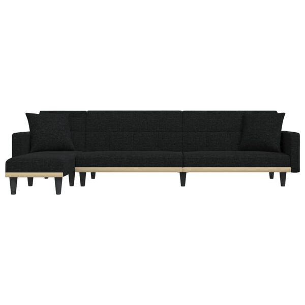 vidaXL Sof&aacute; cama en forma de L tela negro 275x140x70 cm