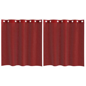 vidaXL Cortinas de gasa con ojales 2 uds rojo vino
