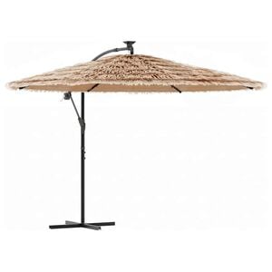 vidaXL Sombrilla de jard&iacute;n con LEDs poste acero marr&oacute;n 246x246x230 cm