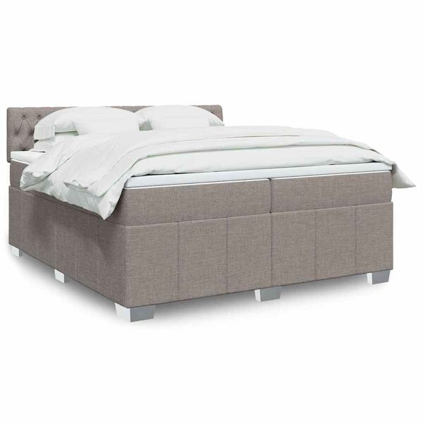 vidaXL Cama box spring con colch&oacute;n tela gris taupe 200x200 cm
