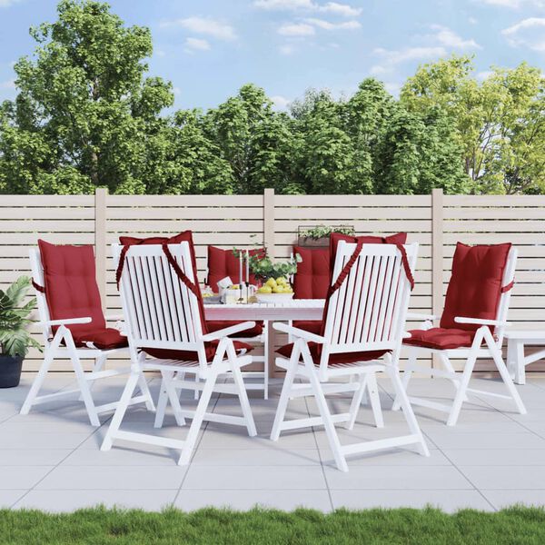 vidaXL Cojines de silla con respaldo alto 6 uds tela Oxford rojo tinto