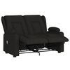 vidaXL Sill&oacute;n de masaje reclinable 2 plazas con portavasos tela negro