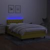 vidaXL Cama box spring con colch&oacute;n y LED tela verde 120x200 cm