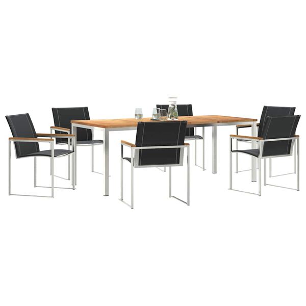 vidaXL Conjunto de Comedor de Jardín 7 pcs Madera de Acacia Sólida