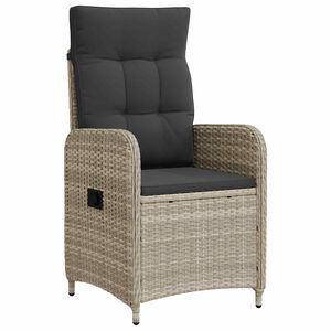 vidaXL Silla de jard&iacute;n reclinable con coj&iacute;n Gris Claro y Gris Oscuro