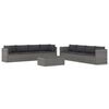 vidaXL Set de muebles de jard&iacute;n 9 pzas y cojines rat&aacute;n sint&eacute;tico gris