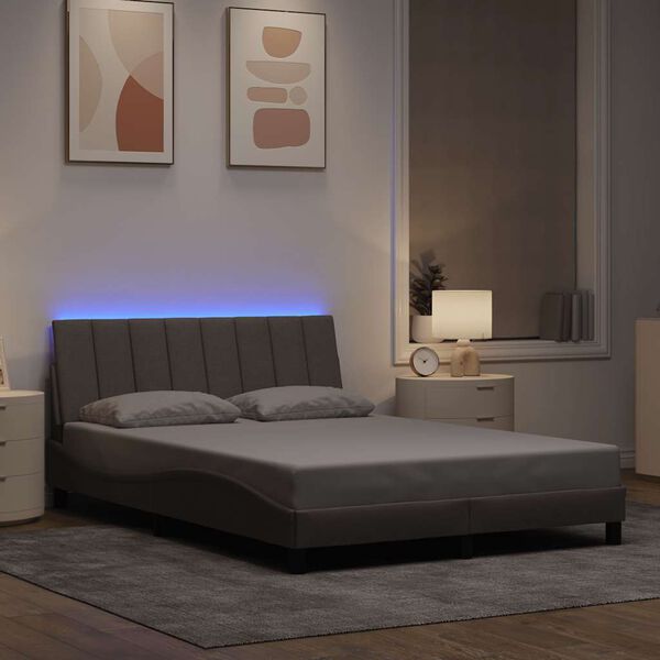 vidaXL Estructura de cama sin colch&oacute;n Hanko tela gris taupe 120x200 cm