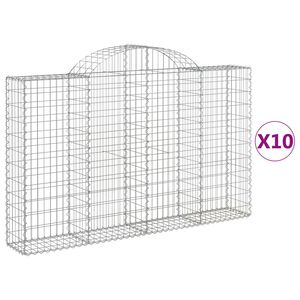 vidaXL Cestas gaviones 10 uds forma de arco hierro 200x30x120/140 cm