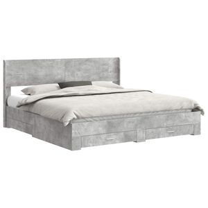 vidaXL Estructura de cama con almacenamiento y cabecero Gris Hormig&oacute;n